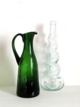 Duo de carafes en verre Empoli vintage