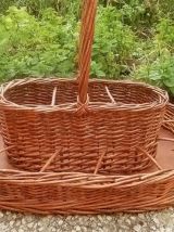 panier  porte bouteilles  en  osier