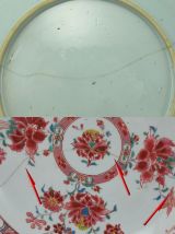 3 assiettes en porcelaine famille rose Chinoise, Chine 18è s