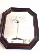 Miroir hexagonal en bois 1950 