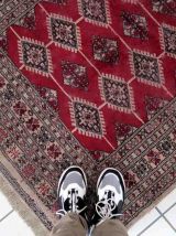 Tapis vintage Ouzbek Bukhara fait main, 1C896