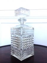 Paire de carafes à whisky taille diamant vintage 