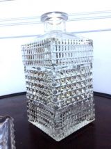 Paire de carafes à whisky taille diamant vintage 