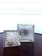 Paire de carafes à whisky taille diamant vintage 