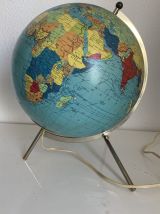 Globe vintage 1966 terrestre tripode verre Taride - 32 cm