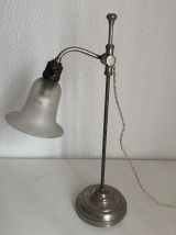 Lampe vintage 1930 Art Déco laiton nickelé verre - 45 cm