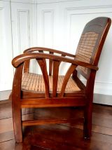 Paire de fauteuils coloniaux bambou et teck 