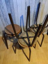 tabourets d'école empilables bois et métal (2 lots de 3)