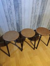 tabourets d'école empilables bois et métal (2 lots de 3)
