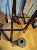 tabourets d'école empilables bois et métal (2 lots de 3)