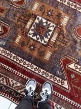 Tapis vintage Caucasien Kazak fait main, 1C921
