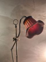 lampe1900 laiton socle fonte tres lourd , tulipe rouge peint