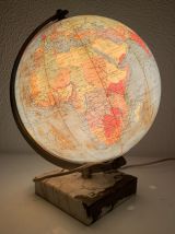 Globe vintage 1961 terrestre Taride verre marbre - 29 cm 