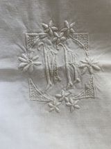 Taie d oreiller en coton métis blanc monogramme MR.