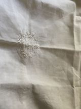 Taie d oreiller en coton métis blanc monogramme MR.