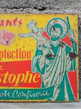 Plaque en tôle lithographiée - Confiserie Saint Christophe 