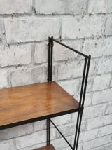 etagere 1960 string bois  montant noir lisse   h55x58x17