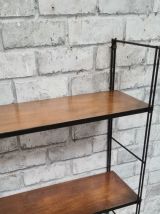 etagere 1960 string bois  montant noir lisse   h55x58x17