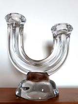 Paire de bougeoirs en verre 1960