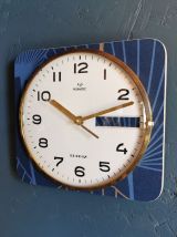 Horloge vintage pendule murale silencieuse "Romatic bleu dor