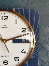 Horloge vintage pendule murale silencieuse "Romatic bleu dor