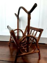 Porte-revues en rotin vintage 1960  