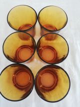 Pichet vintage et ses 6 verres ambrés 
