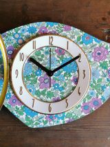 Horloge vintage pendule murale silencieuse "Venilia fleurs"
