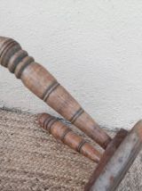 Tabouret de traite tripode, bois massif, pieds tournés