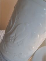 4 bocaux en opaline blanche, flacons apothicaires/ pharmacie