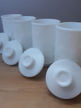 4 bocaux en opaline blanche, flacons apothicaires/ pharmacie
