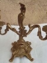 chandelier  décoré  en laiton , vintage