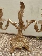 chandelier  décoré  en laiton , vintage