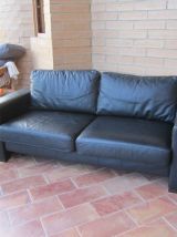 salon cuir noir 6 places