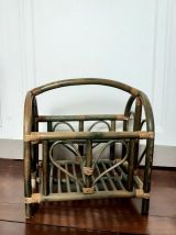 Porte-revues indonésien en bambou et rotin vert