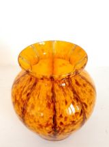 Vase verre soufflé jaune style Murano 