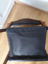 Fauteuils vintage style scandinave 60s en bois et similicuir