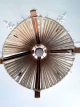 Suspension  laine et bois style Audoux-Minnet 1960