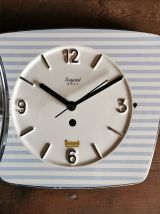 Horloge céramique vintage pendule silencieuse "Bayard rayé"