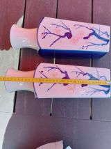 PAIRE DE VASE EN PORCELAINE DU JAPON PEINT A LA MAIN VINTAGE