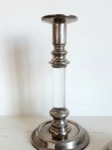 Paire de bougeoirs design plexiglas et métal, 1960