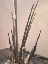 Lampe de Bureau en Marbre et Métal Plaqué Argent cigne Décor