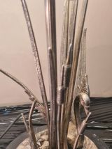 Lampe de Bureau en Marbre et Métal Plaqué Argent cigne Décor