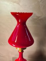 lampe opaline rouge tres belle 48x17 ,,electricité ok