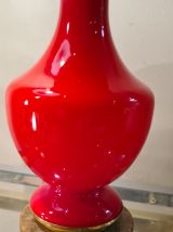 lampe opaline rouge tres belle 48x17 ,,electricité ok