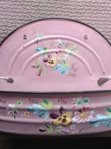 Fontaine à eau murale en tôle émaillée (décor floral)