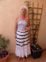 Vichy carreaux bleu rose crop top création France fait main