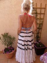 Vichy carreaux bleu rose crop top création France fait main