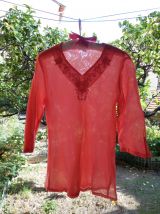 Tunique chemise Tunisienne voile de coton neuf vintage