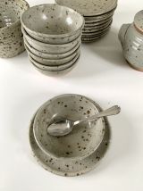 7 bols assiettes grés Gustave Tiffoche signé-french ceramic 